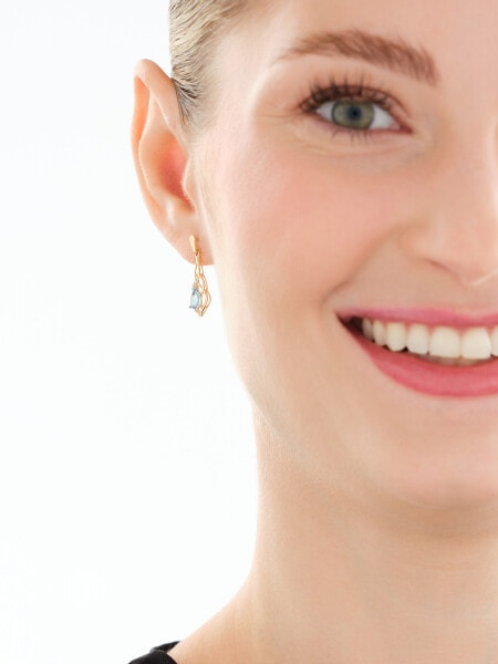 14 K Rhodium-Plated Yellow Gold Dangling Earring - fineness 14 K