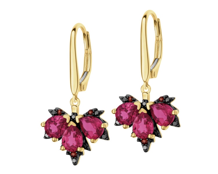 585 Yellow Gold Ruthenium-Plated Dangling Earring - fineness 585