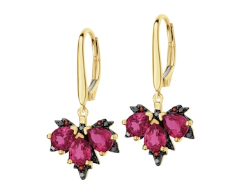 585 Yellow Gold Ruthenium-Plated Dangling Earring - fineness 585