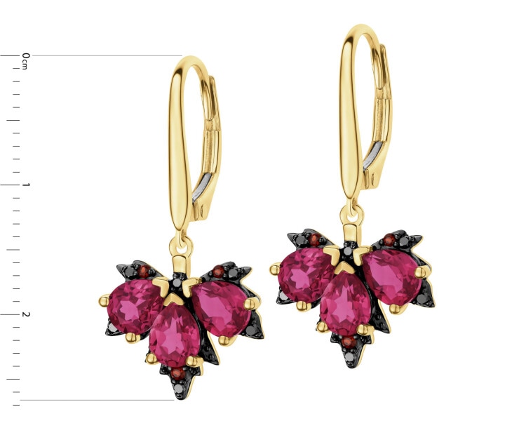 585 Yellow Gold Ruthenium-Plated Dangling Earring - fineness 585