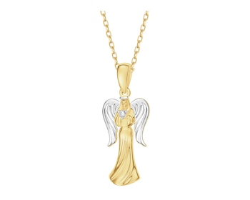Zawieszka z żółtego złota brylantem - aniołek - 0,01 ct - próba 585
