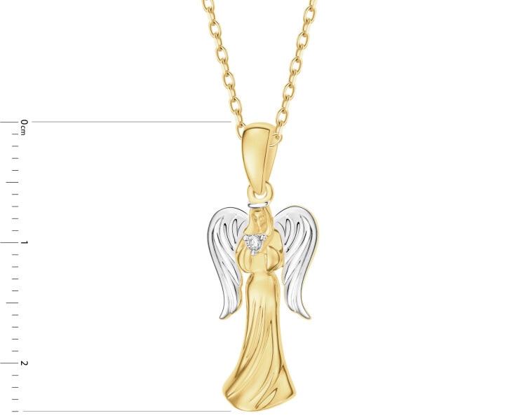 Zawieszka z żółtego złota brylantem - aniołek - 0,01 ct - próba 585
