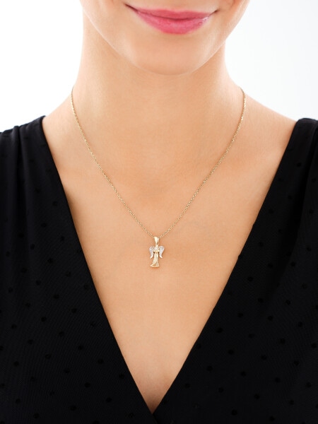 Zawieszka z żółtego złota brylantem - aniołek - 0,01 ct - próba 585