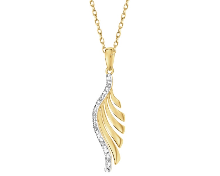 14 K Rhodium-Plated Yellow Gold Pendant with Diamonds - 0,04 ct - fineness 14 K