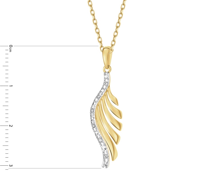 14 K Rhodium-Plated Yellow Gold Pendant with Diamonds - 0,04 ct - fineness 14 K
