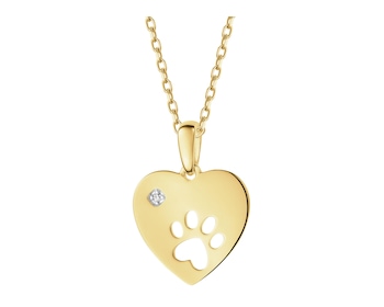 Zawieszka z żółtego złota z diamentem - serce - 0,003 ct - próba 375