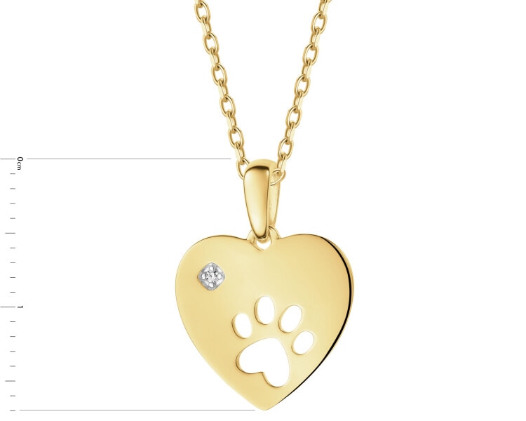 9 K Rhodium-Plated Yellow Gold Pendant with Diamond - 0,003 ct - fineness 9 K