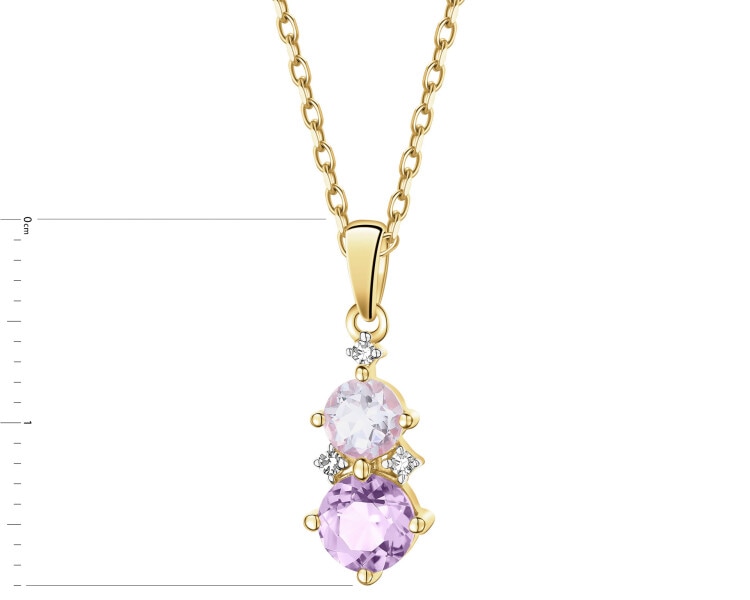 9 K Rhodium-Plated Yellow Gold Pendant - fineness 9 K