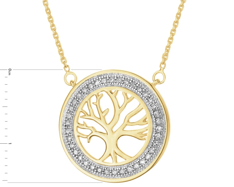 9 K Rhodium-Plated Yellow Gold Necklace with Diamonds - 0,10 ct - fineness 9 K