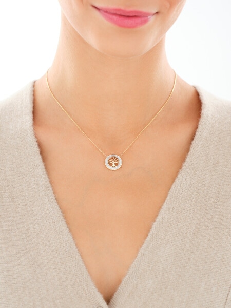 9 K Rhodium-Plated Yellow Gold Necklace with Diamonds - 0,10 ct - fineness 9 K