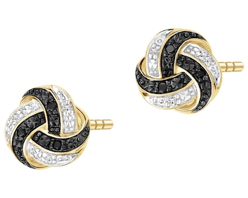 Kolczyki z żółtego złota z diamentami - 0,04 ct - próba 375