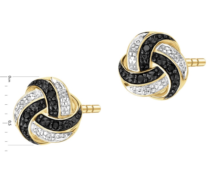 Kolczyki z żółtego złota z diamentami - 0,04 ct - próba 375