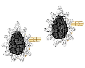 Kolczyki z żółtego złota z diamentami - 0,11 ct - próba 375