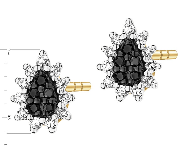 Kolczyki z żółtego złota z diamentami - 0,11 ct - próba 375