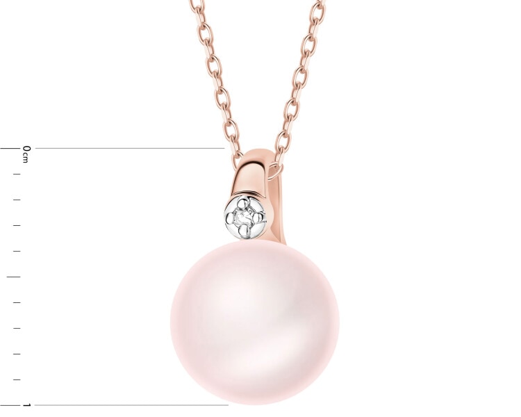 Zawieszka z różowego złota z diamentem i perłą - próba 585