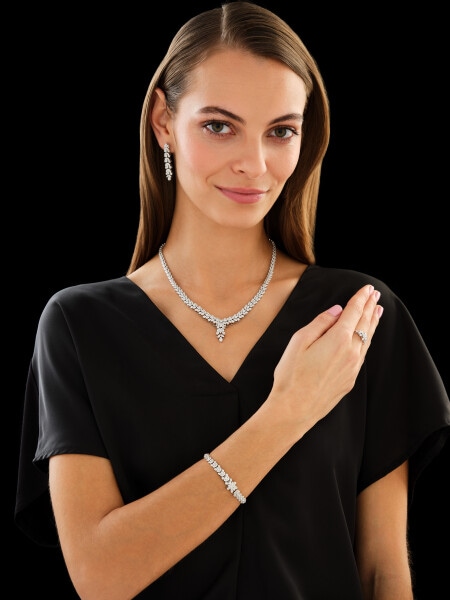 18 K Rhodium-Plated White Gold Bracelet with Diamonds - 2,49 ct - fineness 18 K