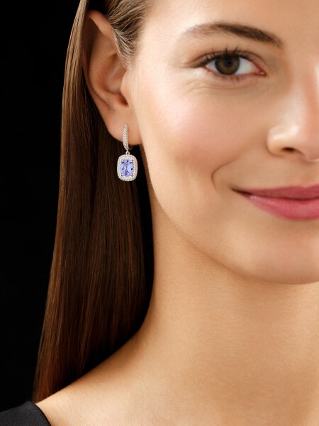 Kolczyki z białego złota z brylantami i tanzanitami - próba 585