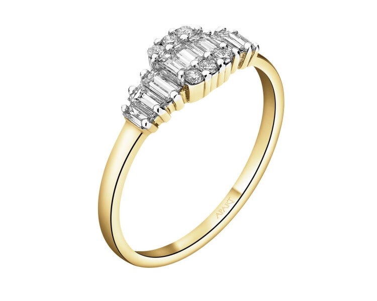 Pierścionek z żółtego złota z diamentami - 0,47 ct - próba 585