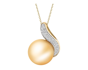 Zawieszka z żółtego złota z brylantami i perłą Golden South Sea - próba 585