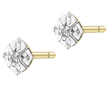 Kolczyki z żółtego złota z diamentami - 0,004 ct - próba 375