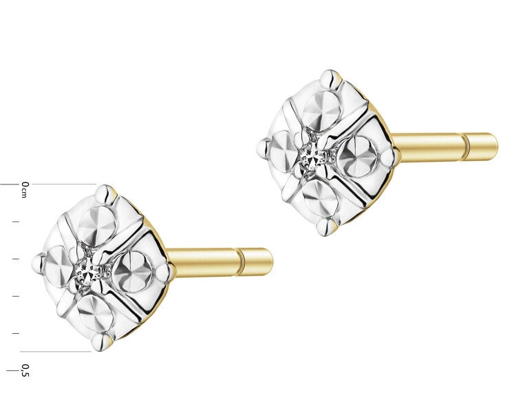 Kolczyki z żółtego złota z diamentami - 0,004 ct - próba 375