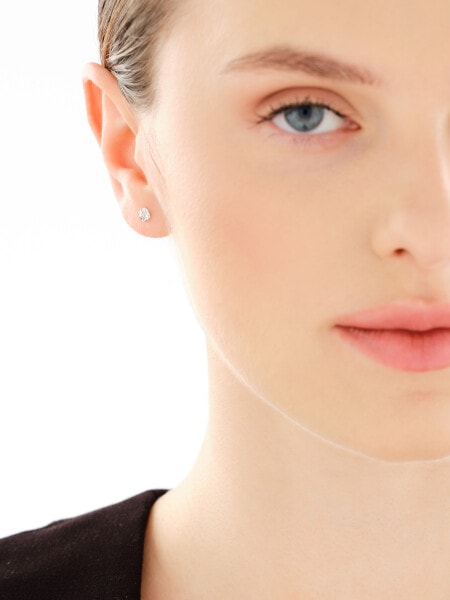 9 K Rhodium-Plated Yellow Gold Earrings with Diamonds - 0,004 ct - fineness 9 K