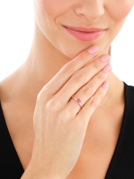 9 K Rhodium-Plated Yellow Gold Ring  - fineness 9 K