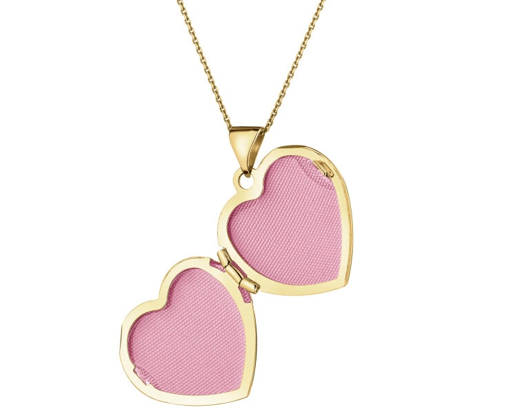 Zlatý přívěsek s diamantem - otevírací medailon - srdce - 0,005 ct - ryzost 585