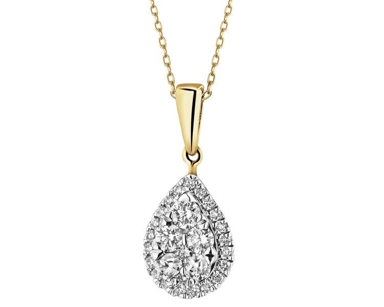 Zawieszka z żółtego złota z brylantami - 0,32 ct - próba 585