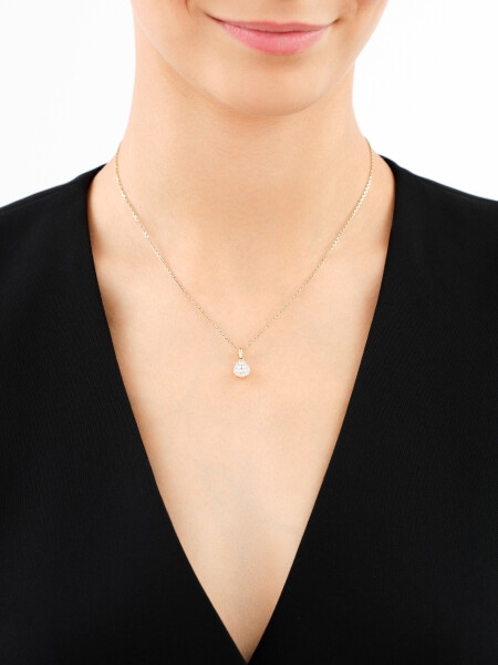 14 K Rhodium-Plated Yellow Gold Pendant with Diamonds - 0,32 ct - fineness 14 K
