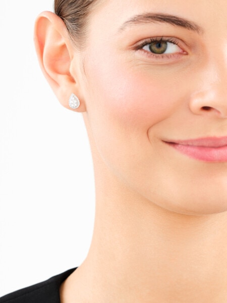 14 K Rhodium-Plated Yellow Gold Earrings with Diamonds - 0,48 ct - fineness 14 K