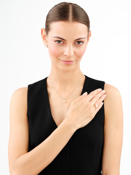 14 K Rhodium-Plated Yellow Gold Earrings with Diamonds - 0,48 ct - fineness 14 K