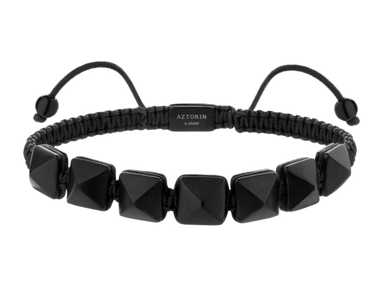 Bransoletka ze stali szlachetnej z onyksami