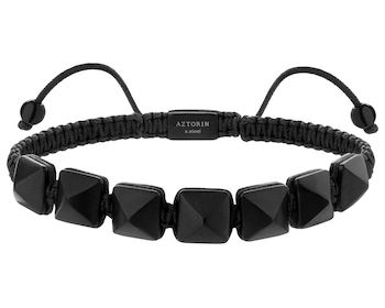 Bransoletka ze stali szlachetnej z onyksami