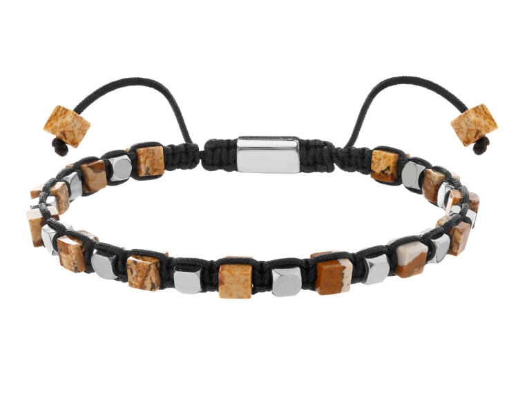 Bransoletka ze stali szlachetnej z kamieniami piaskowymi