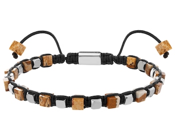 Bransoletka ze stali szlachetnej z kamieniami piaskowymi