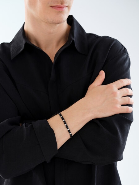 Bransoletka ze stali szlachetnej z agatami