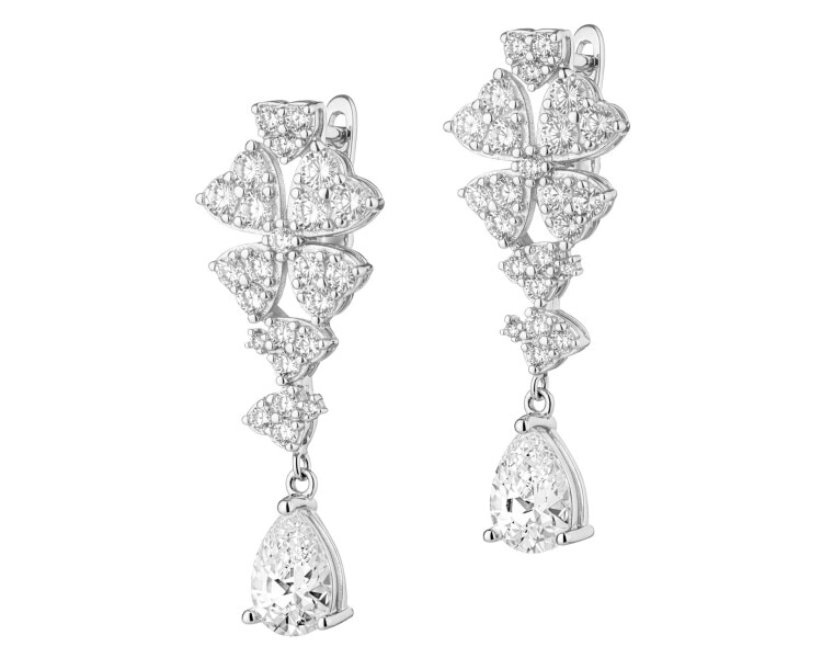 Kolczyki srebrne z cyrkoniami - koniczyny