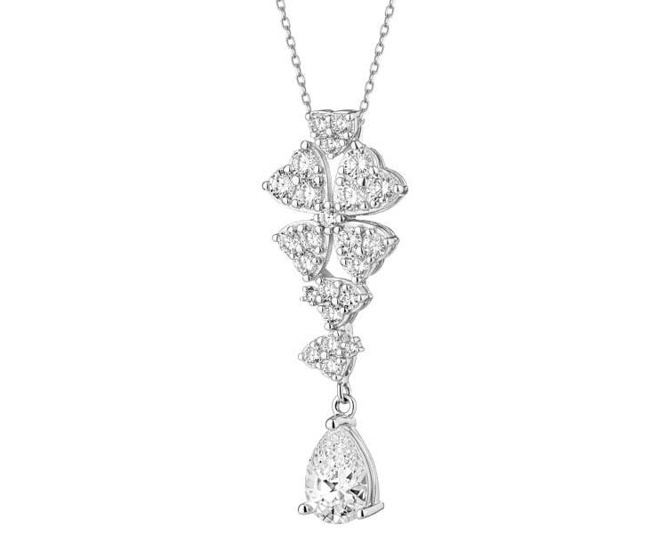 Stříbrný přívěsek se zirkony - čtyřlístek