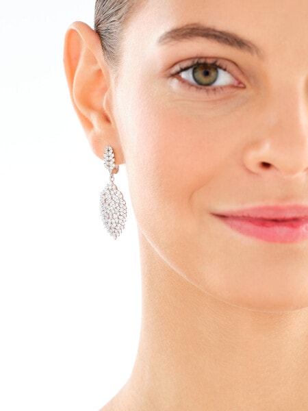 Rhodium Plated Silver Dangling Earring with Cubic Zirconia