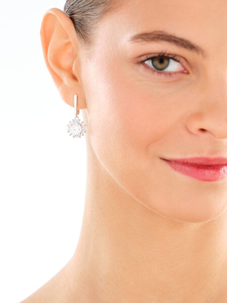 Rhodium Plated Silver Dangling Earring with Cubic Zirconia