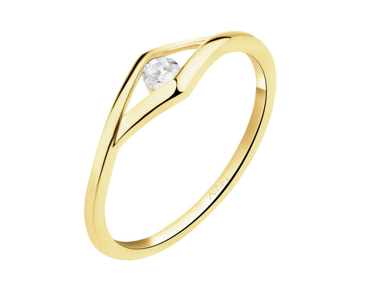 Złoty pierścionek z cyrkonią