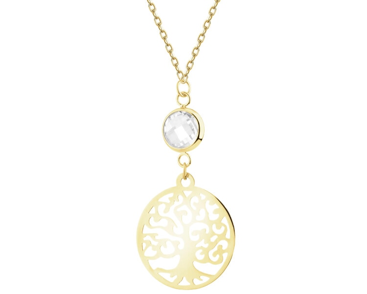 Złoty naszyjnik z cyrkonią - drzewko