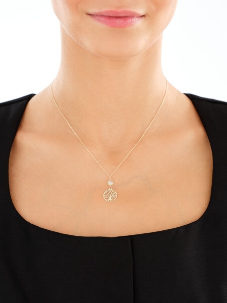 Złoty naszyjnik z cyrkonią - drzewko