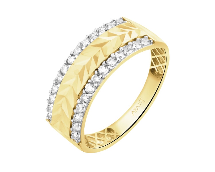 Złoty pierścionek z cyrkoniami