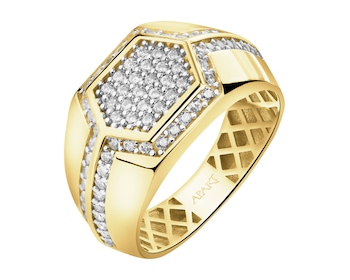 Złoty pierścionek z cyrkoniami - sygnet