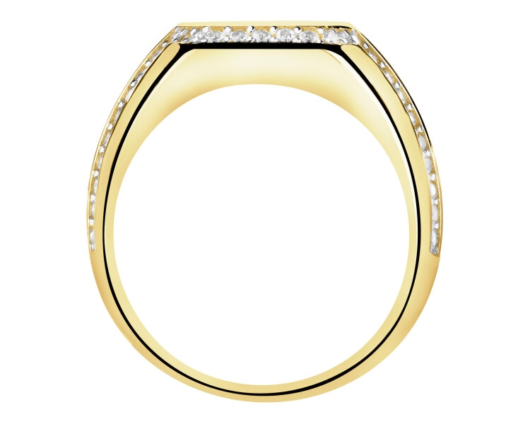 Złoty pierścionek z cyrkoniami - sygnet