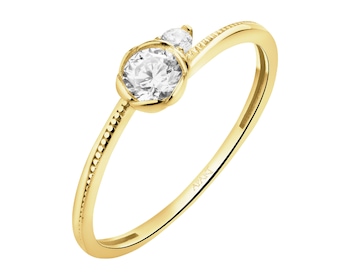 Złoty pierścionek z cyrkoniami - kwiat