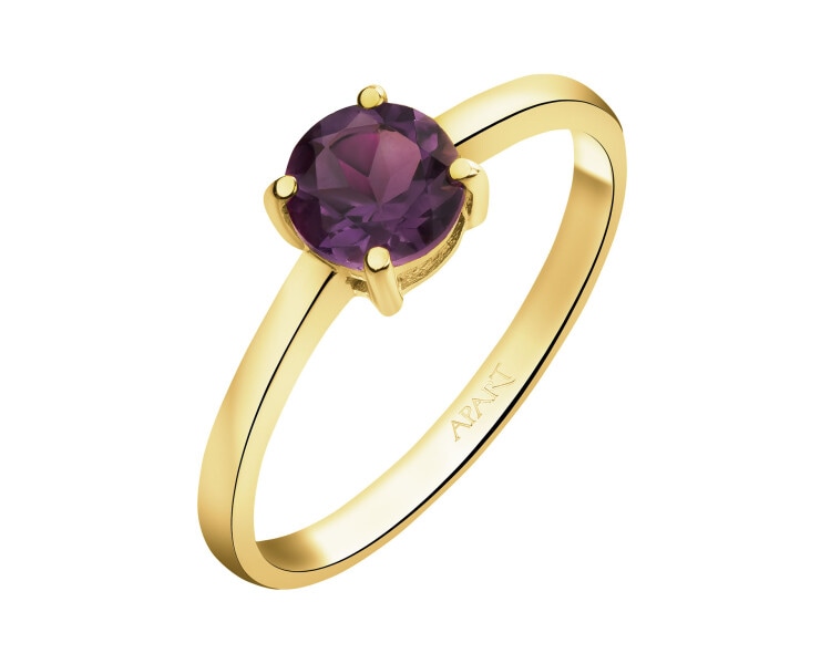 Złoty pierścionek z ametystem