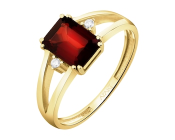 Złoty pierścionek z granatem i cyrkoniami